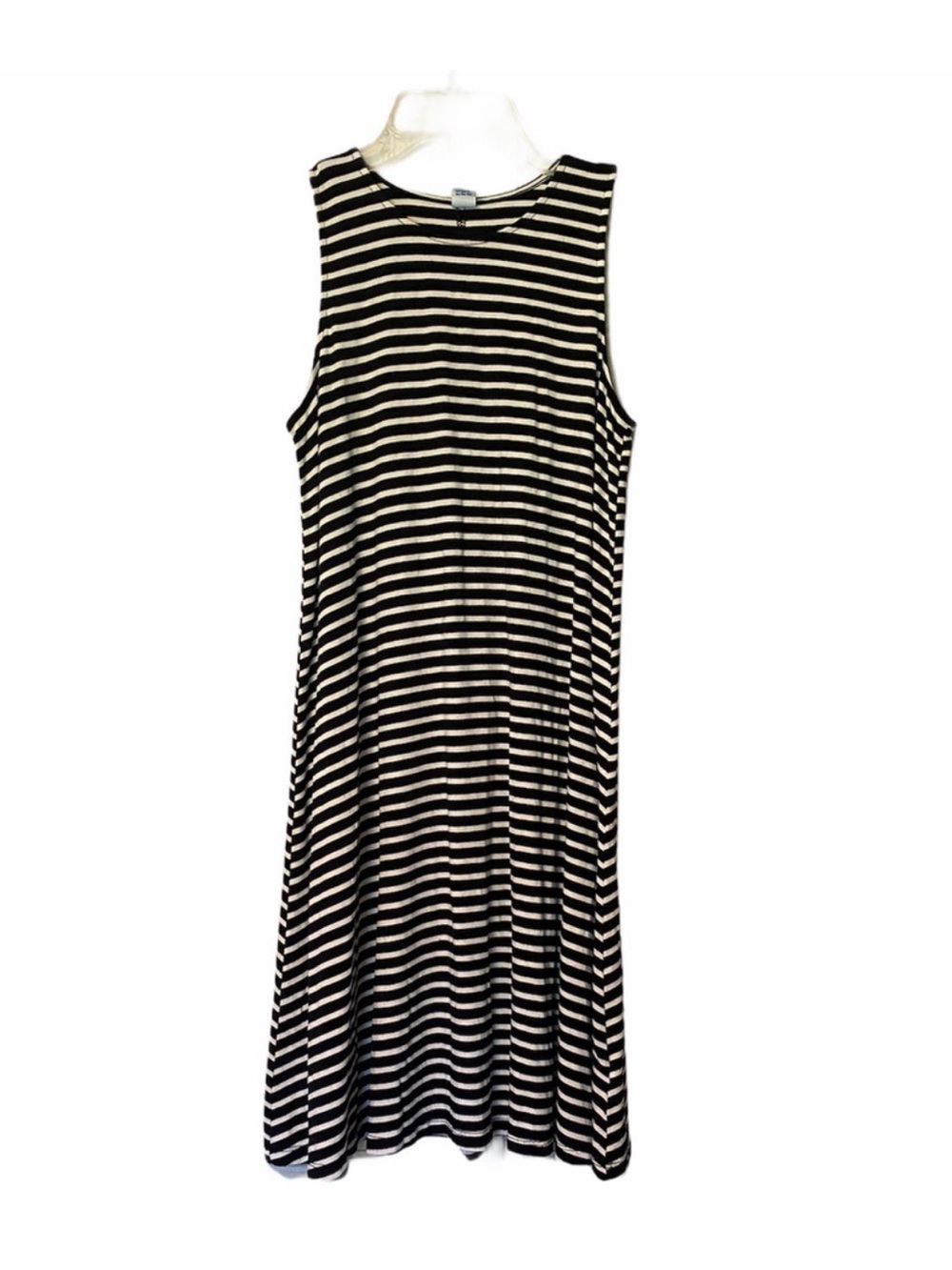 Old Navy Black and White Striped Sleeveless Midi Dress